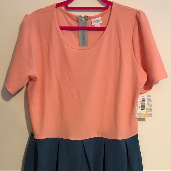 LuLaRoe Dresses & Skirts - BNWT 3x Amelia 2-Tone Pink Top w/Blue-Gray Skirt